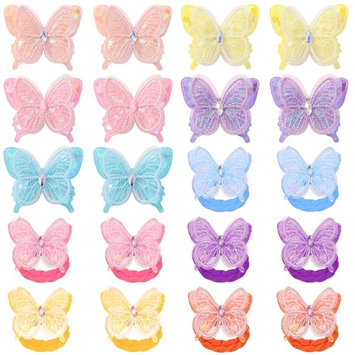 20 PCS Butterfly Hair Ties Elastic Hair Ties Bow Hair Ties Butterfly Hair Clips Butterfly Hair Bow Cute Butterfly Hair Pins Cute Hair Rope Ponytail Holders Hair Accessories for Women Girls