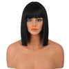 Wiginway Short Bob Wig for Womem, 12'' Short Black Wigs with Bangs, Natural Looking Soft Synthetic Straight Wigs for Party Cosplay Halloween