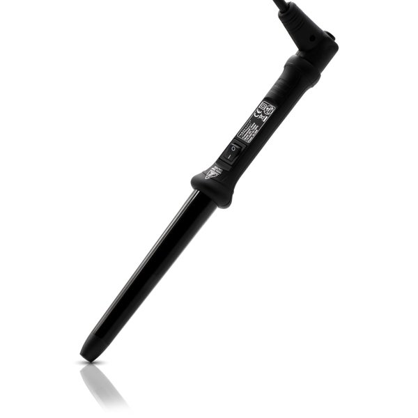 ISO Beauty ISOTB2518MM-216-MB The Twister - 25-18mm Tapered Tourmaline-Infused Ceramic Pro Curling Wand w/Cool Tip - Black