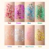 MEICOLY Gold Body Glitter,Music Festival Outfits for Women,Face Glitter Gel Festival Accessories,Chunky Glitter Face Paint,Mermaid Sequins Hair Glitter Makeup,Sparkle Body Glitter Gel for Women Kids