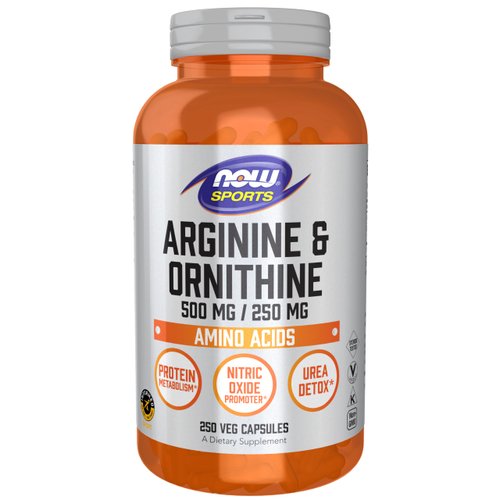 NOW Foods Sports Nutrition, Arginine & Ornithine 500/250 mg, Amino Acids, 250 Veg Capsules