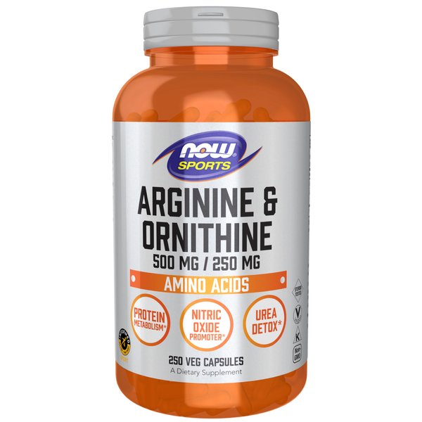 NOW Foods Sports Nutrition, Arginine & Ornithine 500/250 mg, Amino Acids, 250 Veg Capsules