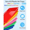 8 Pack Plastic Art Trays 10.9'' x 8.3'' x 1.2'', 8 Colors Activity Crafts Tray Serving Tray Organizer Tray for Kids School Classroom DIY Projects, Painting, Jewelry, Beads, Home Organizing Supply