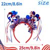 Doneace Patriotic Pom Pom Headband, 4th of July Independence Day Parade Party Headbands, Blue Red White American Flag Star Design Ribbon Hair Band, Fluffy Ball Hair Band for Women Girls Kids
