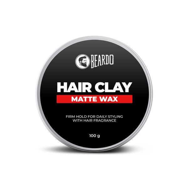 BEARDO Hair CLAY Wax for Men, 100 gm | Matte Finish with volume| Strong Hold Re-stylable Hair styles | With Kaolin Clay | Used by salon professionals 3.4Fl Oz
