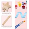 BBTO 24 Pieces Make Your Own Princess Wand Kit Include 2 Wooden Star Wands, 2 Dowels, 4 Satin Ribbons, 2 Gem Stickers, 6 Paints, 2 Paintbrushes, 6 Glitter Glues Pens Fairy Wand Art Craft Kit for Girl