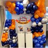 Blue and Orange Balloons Arch Kit, 108 Pcs Orange and Navy Blue Balloon Garland Kit with Metallic Gold Orange Dot Latex Balloons for Kids Boys Cartoon Theme Party Baby Shower Boys Birthday Decorations