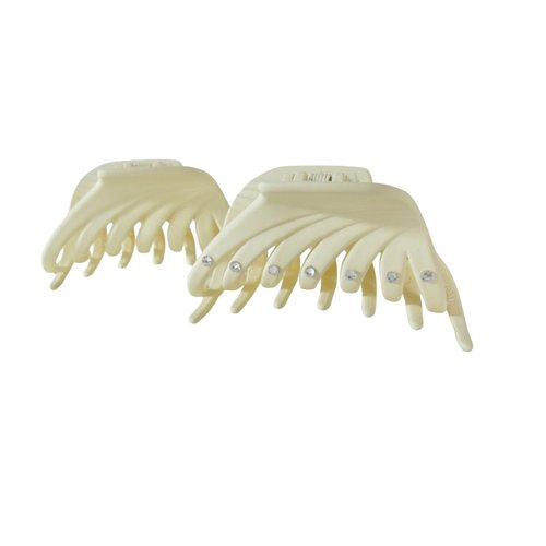 Creme white hair claw clip with fits swarovski crystals for fine thin hair (Crystal choice: No crystals)