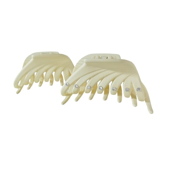 Creme white hair claw clip with fits swarovski crystals for fine thin hair (Crystal choice: No crystals)