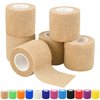 1"/2"/3"/4" Self Adhesive Bandage Wraps, 6pcs Vet Wraps, 12 Colors to Choose, 5 Yard Self Adherent Wraps for Sports, Wrist, Ankle and Swelling (2", Skin Color, 6pcs)