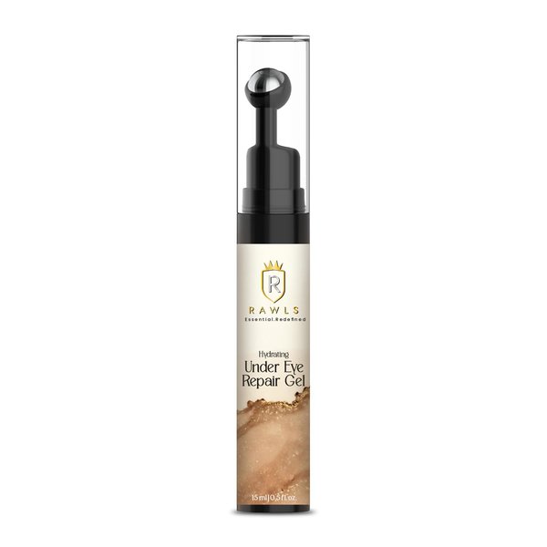 RAWLS 5% Caffeine Eye Serum and Under Eye Roller Cream for Dark Circles and Puffiness, Caffeine Eye Cream with 360° Massage Ball Reduce Wrinkles and Fine Lines-0.5 fl oz