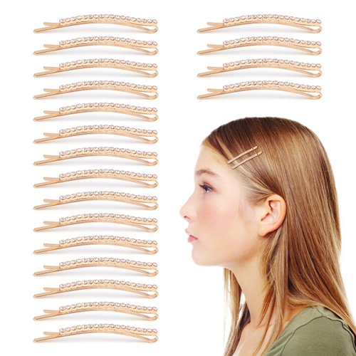 20 Pieces Gold Rhinestone Bobby Pins Set, Decorative Diamond Fancy Hair Pins, Sparkly Crystal Hair Clips Barrettes for Women Girl Wedding Bridal Hairstyles Accessories (Gold Rhinestone)