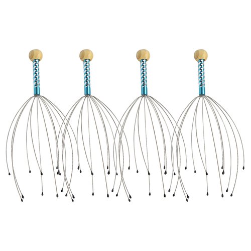 zdyCGTime Massager 4-Pack – Handheld Head Massage Tingler, Deep Relaxation & Stress Reduction & Stimulation of Scalp Neck Massager (Blue)