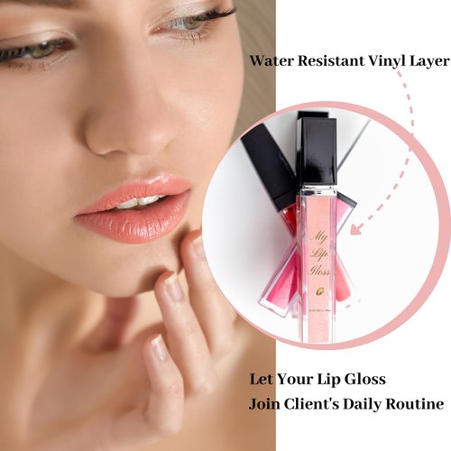 Lip Gloss Label Sticker for Cosmetic Bottle Roller Wrapper DIY Lip Business Packaging (Gold 1.78 x 2.2in) (Gold 1.78 x 2.2in)