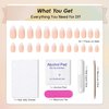 Qsnidy Ombre Press on Nails Almond Medium Nude White Gradient Fake Nails Natural Acrylic False Nails for Women's Daily Wear, Artificial Stick on Nails for Nail Art Manicure, 28Pcs