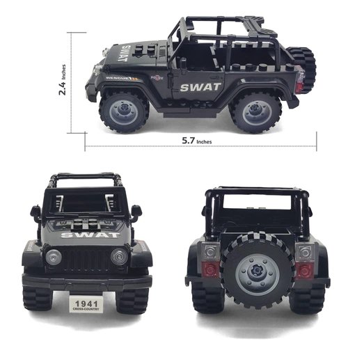 Toysvill SWAT Military Police Building Block Set for Kids | SUV + Soldiers Minifigures (22 PCS) with Weapons and Accessories Gift