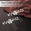 6 Pieces Pearl Hair Comb Hair Pins Pearl Rhinestones Headpiece Hair Barrettes for Women Girls Flower Crystal Headpiece Hair Accessories for Party Wedding Daily Silver