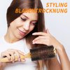 Vista Round Hair Brush with 10mm Boar Bristle 15mm Nylon Bristle Hairbrushes for Women Bamboo Hair Brush Styling with Tail Comb for Blow Drying, Shiny, Smooth, Long, Curly Hair