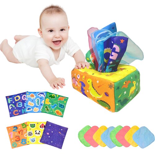 ILA JOY Baby Tissue Box Toy | Baby Tissue Box Toy | Montessori Toys | Tissue Box Toy for Babies 6-12 Months | Infant and Toddler Sensory Toys Baby Tissue Box