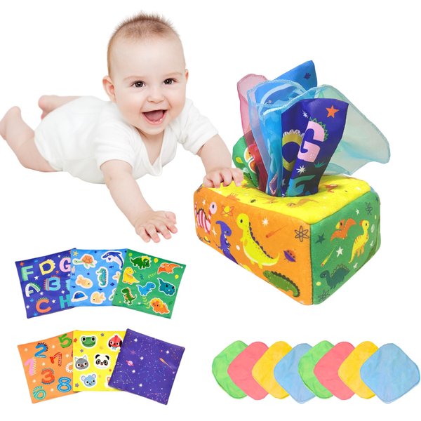 ILA JOY Baby Tissue Box Toy | Baby Tissue Box Toy | Montessori Toys | Tissue Box Toy for Babies 6-12 Months | Infant and Toddler Sensory Toys Baby Tissue Box