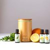 NOW Essential Oils, Ultrasonic Real Bamboo Aromatherapy Oil Diffuser, Extremely Quiet, Heat Free and Easy to Clean, Color Changing LED Diffuser