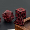 Poludie DND Dice Set-D&D Polyhedral Dice (7 Pcs) with Leather Dice Bag for Dungeons and Dragons Role Playing Dice Games RPGs (Red with Black Edge)