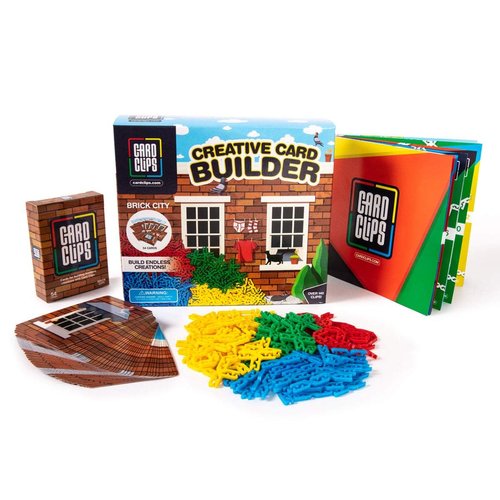 Card Clips 194 pcs Creative Card Building kit - Construction Toys for Girls and Boys Educational STEM Building Alternative to Building Blocks Toy (Brick City)