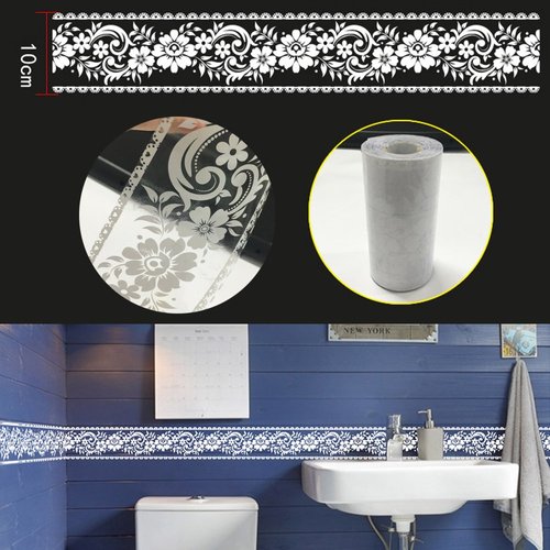 White Lace Transparent Removable Wallpaper Border Shop Display Window Sticker Bathroom Mirror Decor Rustic Floral
