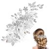 Healeved Bride Wedding Hair Comb Rhinestone Hair Clip Bridal Hair Accessories Crystal Pearl Headpiece Bridal Flower Hair Piece Bride Hair Pin Wedding Hair Accessories for Women