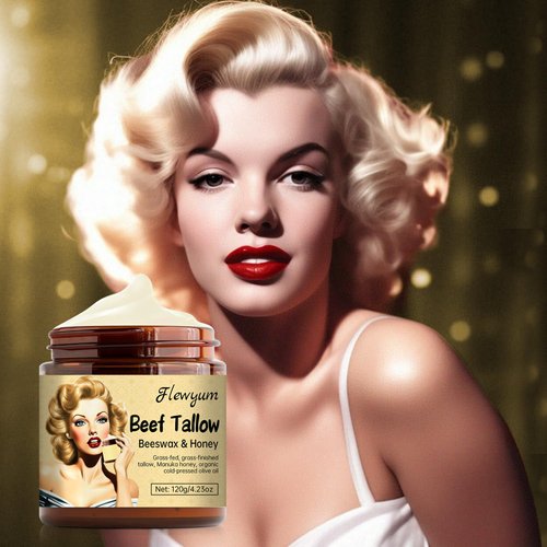 Whipped Beef Tallow and Manuka Honey Balm,Grass Fed Grass Finished Organic Face Cream, Whipped Tallow Honey Balm Moisturizer, Body Lotion, Skin Care and Lip Balm (4.23oz)