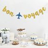 RoadSea Bon Voyage Banner - Travel Theme Party Bunting Supplies - Job Change - Retirement - Moving - Farewell Party Decorations - Gold Glitter