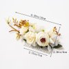 Yheahin Bridal White Rose Flower Hair Comb Boho Handmade Floral Headpiece Wedding Flower Hair Accessories for Women Brides Bridesmaids (White 2)