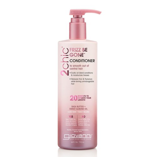 GIOVANNI 2chic Frizz Be Gone Conditioner - Anti-Frizz Natural Hair Smoothing Formula with Shea Butter & Sweet Almond Oil, Macadamia, Paraben Free, Color Safe - 24 oz