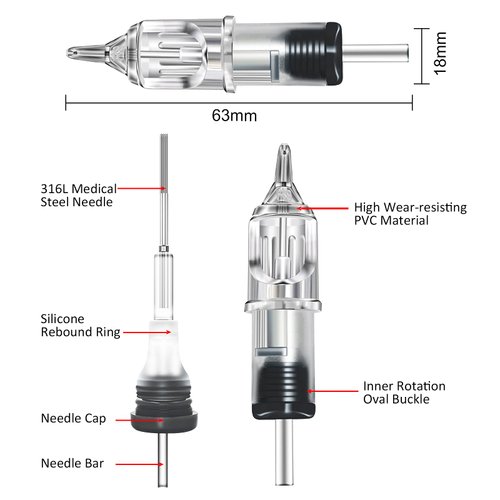 Autdor Tattoo Needles Cartridge - 100Pcs Mixed Tattoo Cartridge Needles Round Liner Shader Flat Magnum 3RL 5RL 7RL 9RL 3RS 5RS 7RS 9RS 5M1 7M1 for Tattoo Machine Tattoo Supplies (RL/RS/M1/RM-120PCS)