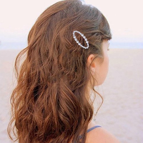 Andelaisi Hair Clip, Silver Circle Pearl Hairpin Clip, Vintage Hollow Circle Hair Barrette, Geometric Head Clip Accessories for Women and Girls