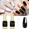 VENALISA 2Pcs Black White Gel Nail Polish Kit, Nail Gel Polish Set Soak Off UV LED Nail Art Starter Manicure Salon DIY at Home