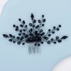 Teyglen Rhinestone Wedding Hair Comb Bridal Black Crystal Hair Side Comb Handmade Black Beads Hair Piece Vintage Headpiece Hair Accessories for Women Girls Party Prom Festival