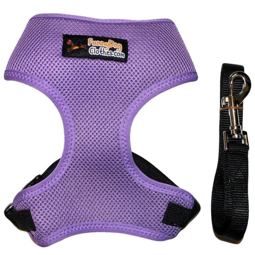 Dog Harness with Leash Vest Pet Puppy Soft Mesh (Purple, XL: Chest 18" - 26" Neck up to 14")