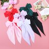 6PCS Silky Satin Hair Bows Long Tail Oversized Hair Ribbons Big Bow Barrettes Metal Bowknot Clips Ponytail Holder Aesthetic Accessories for Women Girls Toddlers Teens Kids