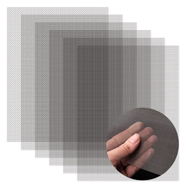 AMZDEPOT 6 Pack 12x8 Inch Stainless Steel Wire Mesh Screen for DIY Projects, Vent, Cage, Garden, Window, Filter - Never Rust