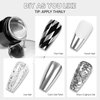 Makartt Nail Rhinestone Glue with Chrome Gel Nail Polish Kit, Super Strong Gel Nail Glue with Silver Metallic Painting Gel Set for 3D Nails Art Decoration Manicure(30ML+8ML)
