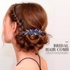 Latious Crystal Bride Wedding Hair Comb Blue Rhinestones Bridal Hair Clip Sparkly Hair Piece Royal Sapphire Hair Accessories for Women and Girls