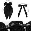 Atoden Hair Bows Black Red 4Pcs Silky Satin Hair Ribbons Cute Coquette Bows Oversized Long Tail Bow Hair Barrettes Metal Clips Big Bowknot Hair Accessories for Women Teen Girl Gifts Trendy Stuff