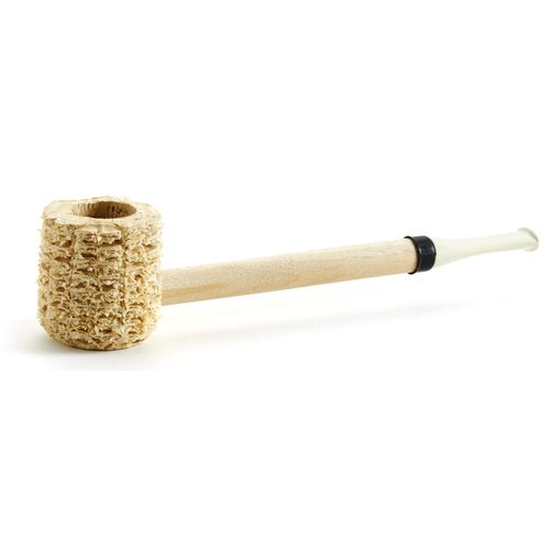 Missouri Meerschaum Short Stop Straight Ivory Color Stem Corncob Pipe