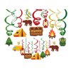 30CT Camping Hanging Swirl Party Decorations, Happy Camper Foil Swirls Camping Adventure Ceiling Streamers, Camping Theme Party Supplies Birthday Decoration for Kids Adults Baby Shower
