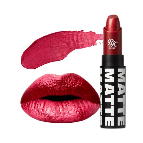 Ruby Kisses Lipstick, Matte Finish, Long-Lasting, Highly Pigmented, Smooth Apply, Full Coverage Lip Color Makeup (Metallic Red)