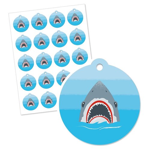 Big Dot of Happiness Shark Zone - Jawsome Shark Party or Birthday Party Favor Gift Tags (Set of 20)