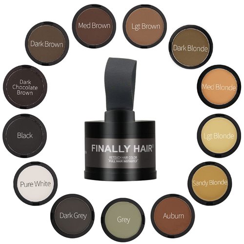 Finally Hair Dark Brown Dab-on Hair Fibers & Hair Loss Concealer, Hairline Creator, Eye Brow Enhancer, and Beard Filler. Dab-on Hair Fiber Shadow Powder (Dark Brown)
