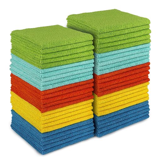 AIDEA Microfiber Cleaning Cloths-50PK, All-Purpose Cleaning Rags, Microfiber Rags for House, Microfiber Towels Cleaning, Dusting Cloth for Kitchen, Car, Window(12in.x 12in.)