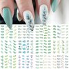 Summer Nail Art Sticker Green Leaf Water Transfer Nail Sticker Decal Green Blue Floral Flower Summer Nail Design for Acrylic Nail-Nail Art Supplies Manicure Decor 12sheets (Green)